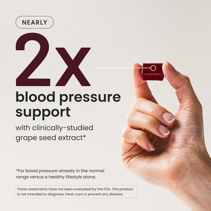 Humann Super Beets Heart Chews, Nitric Oxide and Blood Pressure Support, Grape Seed Extract & Non-GMO Beet Root Powder Energy Supplement, Pomegranate Berry Flavor, 60 Count